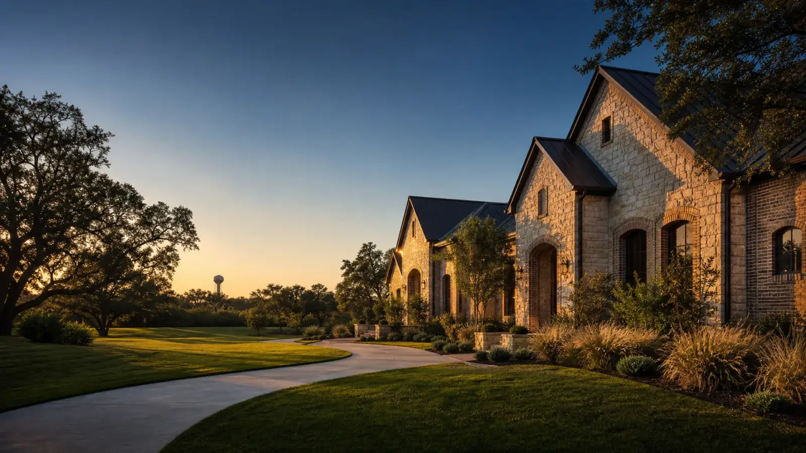 West Houston neighborhood at sunset